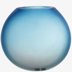 玻璃雕塑蓝色磨砂半透明装饰瓶高清图片