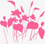 手绘粉色花朵树叶装饰素材