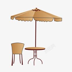 黄色休闲遮阳伞躺椅素材