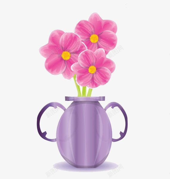 卡通花瓶花朵png免抠素材_88icon https://88icon.com 卡通 粉色 花朵 花瓶
