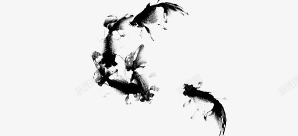 水墨金鱼群png免抠素材_88icon https://88icon.com 中国风 水墨 金鱼 黑色