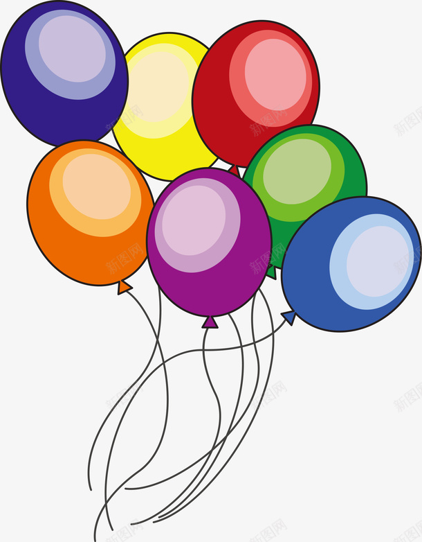 彩色卡通气球矢量图eps免抠素材_88icon https://88icon.com 卡通气球 彩色气球 气球 漂浮气球 矢量气球 矢量图
