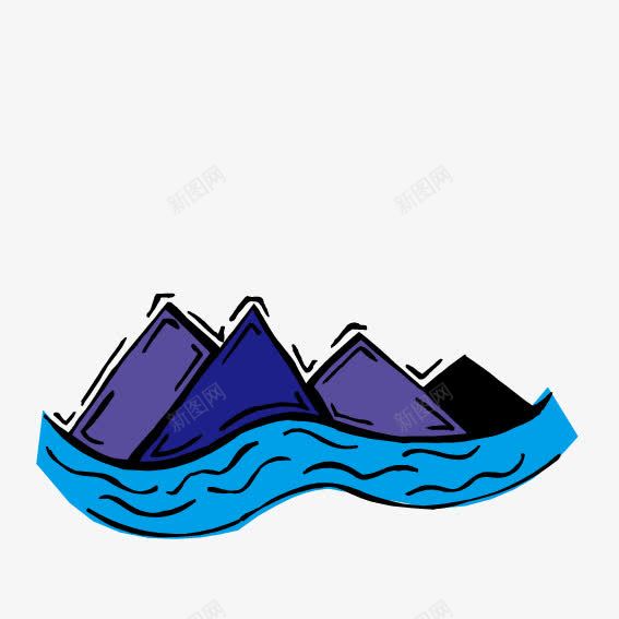 河流大山矢量图ai免抠素材_88icon https://88icon.com 卡通 汹涌 河水 河流 矢量图