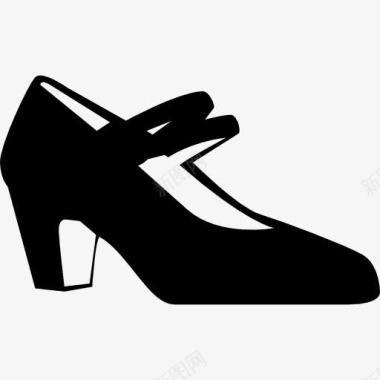 黑色背景弗拉门戈的女鞋侧面图标图标