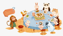 动物一大家聚餐素材