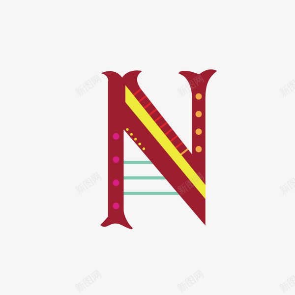 卡通字母马戏团字母字母Npng免抠素材_88icon https://88icon.com 卡通字母 字母N 马戏团字母