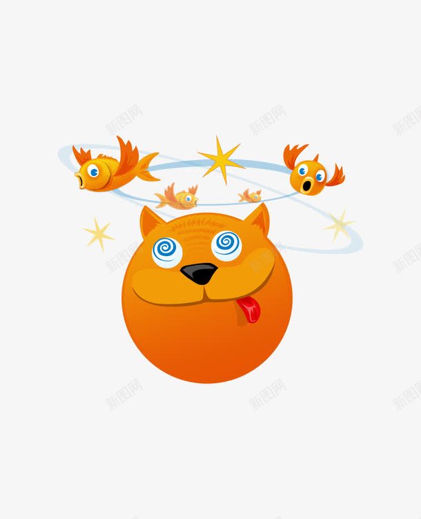 被击晕的猫png免抠素材_88icon https://88icon.com 猫 眩晕 贪婪 鱼