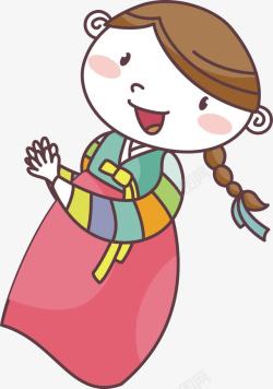 头发辩卡通女孩高清图片