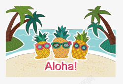 海滩摇滚菠萝海报矢量图素材
