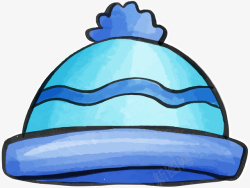 水彩手绘蓝色儿童帽子素材