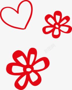 红色创意手绘花朵爱心素材