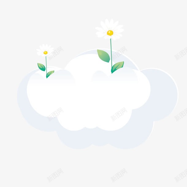 白色圆形云朵上的白色小花png免抠素材_88icon https://88icon.com 圆形云朵 白色 白色小花