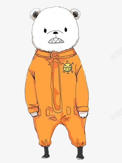 卡通穿橙色衣服的大熊png免抠素材_88icon https://88icon.com 手绘 插画 治愈 装饰