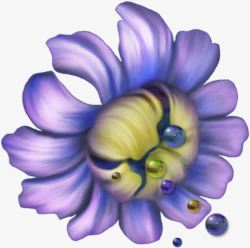 卡通紫色花卉玻璃珠子素材