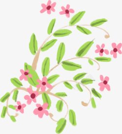 手绘唯美粉色花朵梦幻植物素材