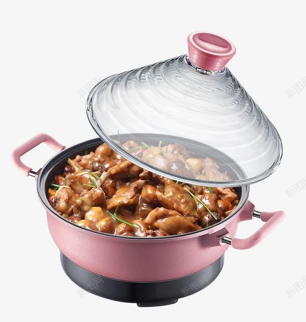 一锅红烧鸡png免抠素材_88icon https://88icon.com 烧鸡 玻璃盖 电锅 美味 美食 肉 透明盖