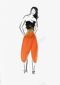 橙色时尚创意服装素材