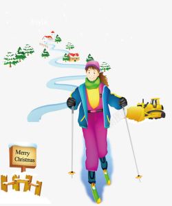 滑雪女孩矢量图素材