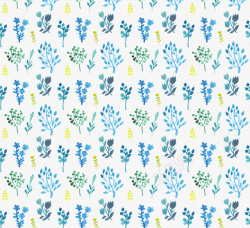 蓝色水彩花卉无缝背景矢量图素材
