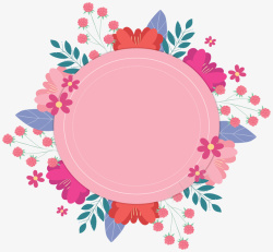 粉红春花圆形边框矢量图素材