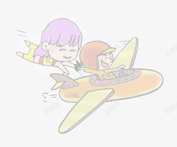 可爱卡通飞机psd免抠素材_88icon https://88icon.com 人 卡通 可爱 小孩 飞机