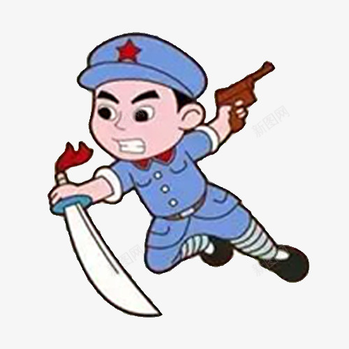 卡通小红军png免抠素材_88icon https://88icon.com 卡通 小红军 手拿刀 拿刀小红军 红军