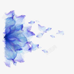 蓝色梦幻花朵装饰图案素材