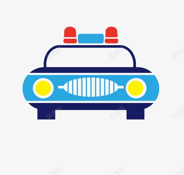 蓝色警车png免抠素材_88icon https://88icon.com 卡通 汽车 蓝色 警车