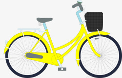 手绘黄色自行车矢量图素材