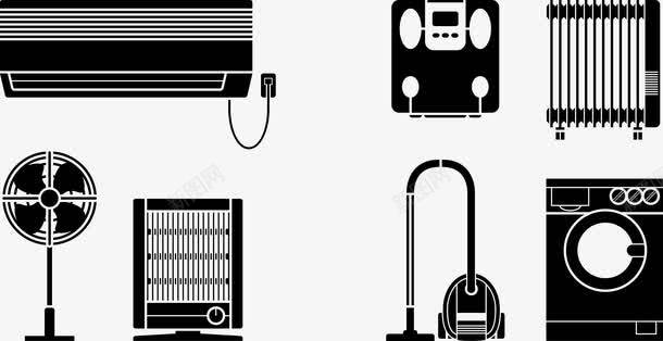 简单家具矢量图eps免抠素材_88icon https://88icon.com 暖气 洗衣机 风扇 黑白 矢量图