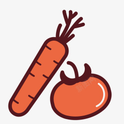 扁平胡萝卜和西红柿矢量图素材