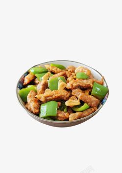 后厨中餐厨师炒菜菜椒炒肉块高清图片