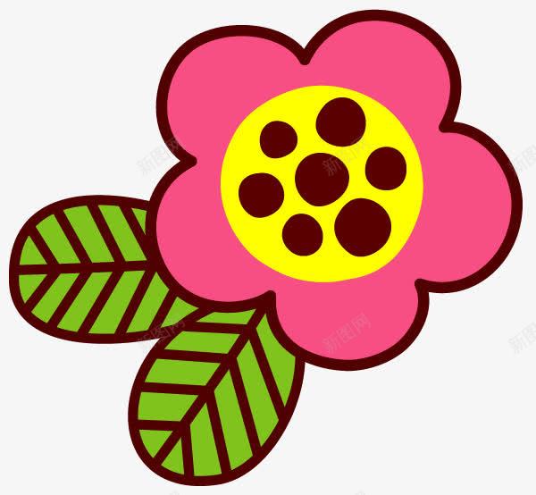 一朵粉色的花png免抠素材_88icon https://88icon.com 粉色 绿叶 花 花芯 黄色