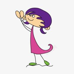 紫色头发的女孩卡通图素材