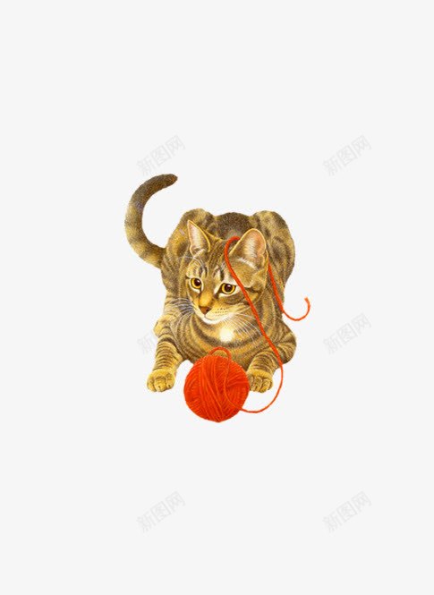 可爱猫玩毛线png免抠素材_88icon https://88icon.com 可爱 毛线 猫