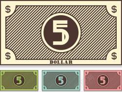 复古5美元钞票的插图矢量图素材
