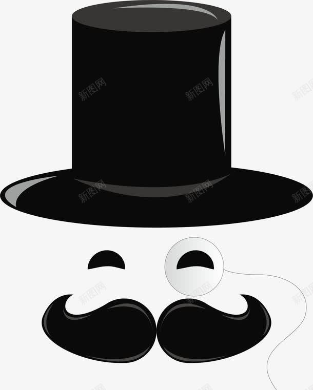 黑色帽子和胡须png免抠素材_88icon https://88icon.com 卡通 帽子 黑色