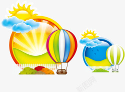 热气球太阳海报背景素材