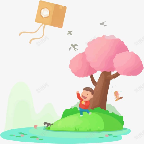 儿童放风筝矢量图eps免抠素材_88icon https://88icon.com 儿童 免抠放风筝PNG素材 手绘 风筝 矢量图