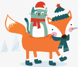 圣诞节龙猫狐狸装饰图案素材