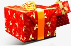 红色花纹礼物中式素材