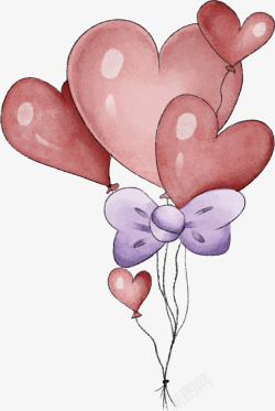 粉红色爱心气球束矢量图素材