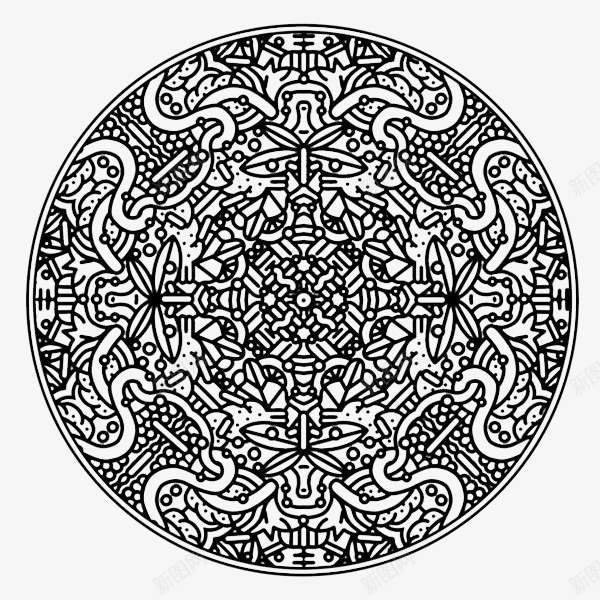 圆形黑白图案插画psd免抠素材_88icon https://88icon.com 图案 圆形 插画 黑白
