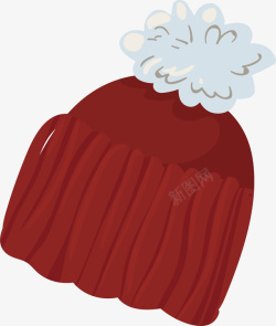 红色冬季保暖毛线帽矢量图素材