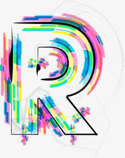 彩色R商标不规则图形素材