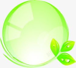 手绘绿色圆形气泡树叶素材