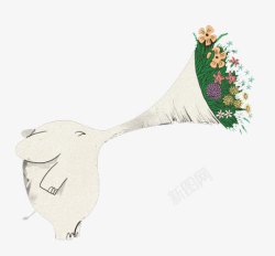 可爱小象创意送花图案素材