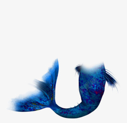 蓝色清新鱼尾装饰图案素材