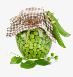玻璃瓶里的绿色豌豆素材