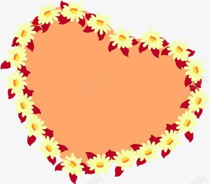 手绘黄色小雏菊花朵爱心边框png免抠素材_88icon https://88icon.com 爱心 花朵 边框 黄色